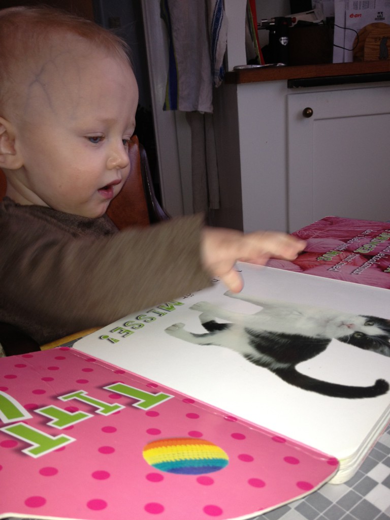 -Mauuu, säger katten. Ella härmar så fint.